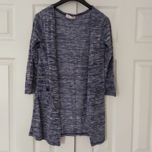 *SALE* Blue Marled Long Thin Cardigan Sweater